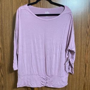 New York & Company Soho Soft 3/4 Sleeve Tee with Lace Up Front Pink/Purple, XL